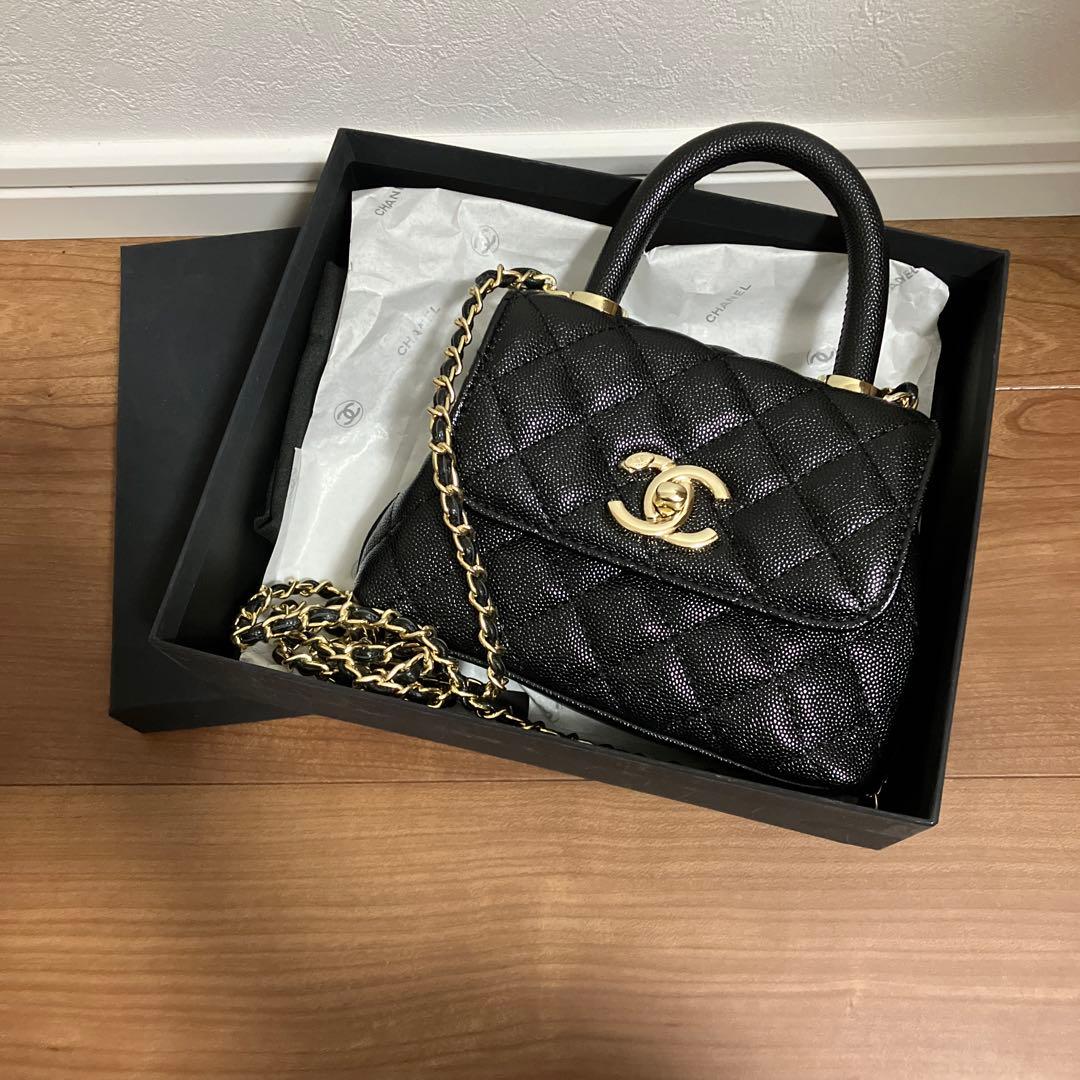 CHANEL ハンドルキルティングミニショルダーバッグ ブラック