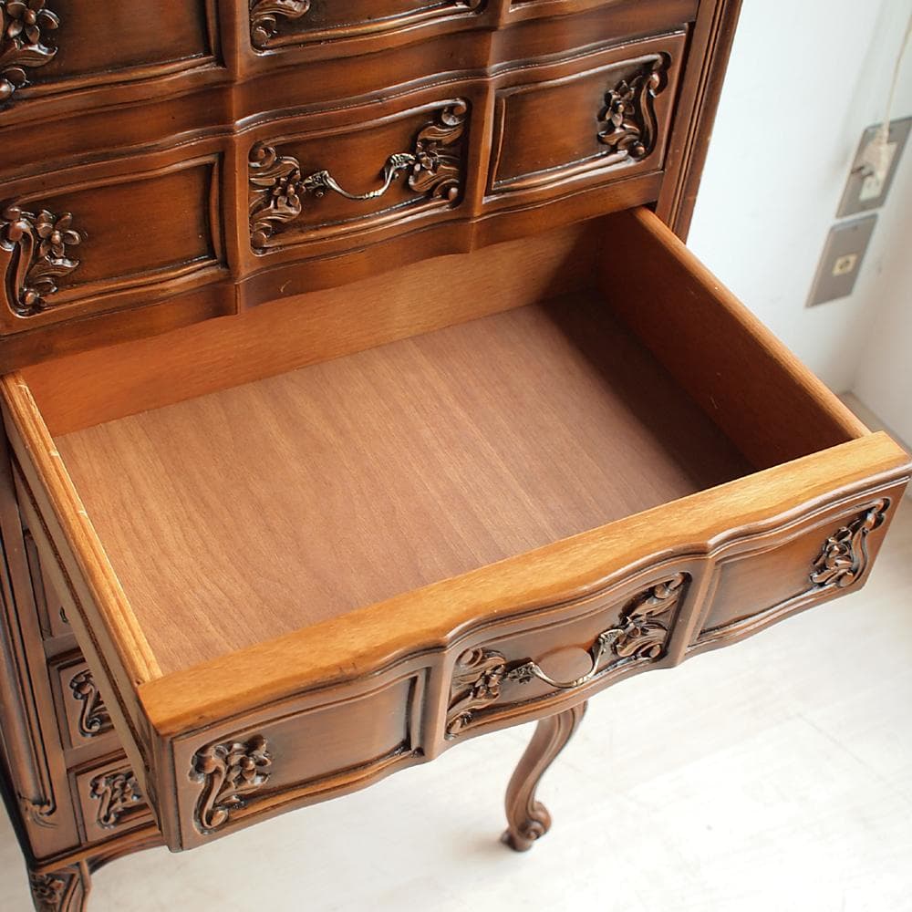 クラシカル 猫脚チェスト 7段 スリム イタリアンクラシックスタイル