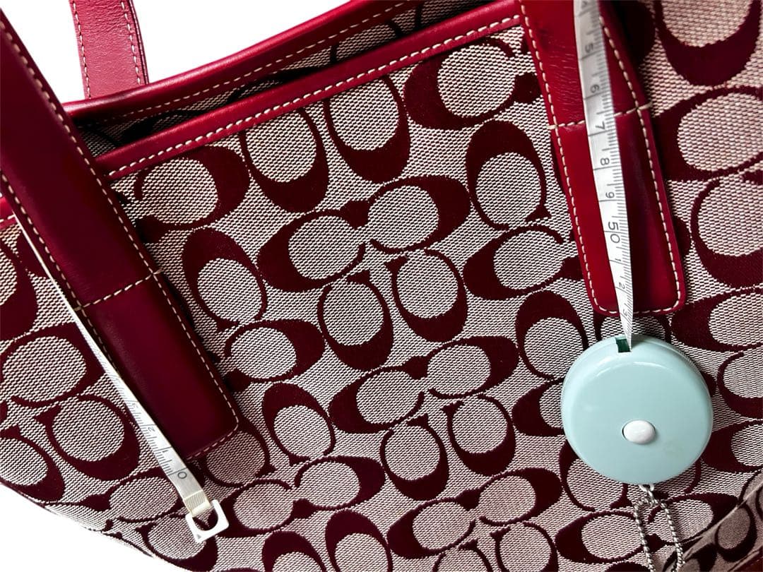 ✨良品✨ コーチ トートバッグ シグネチャー 型押し レッド 赤色 商品6093