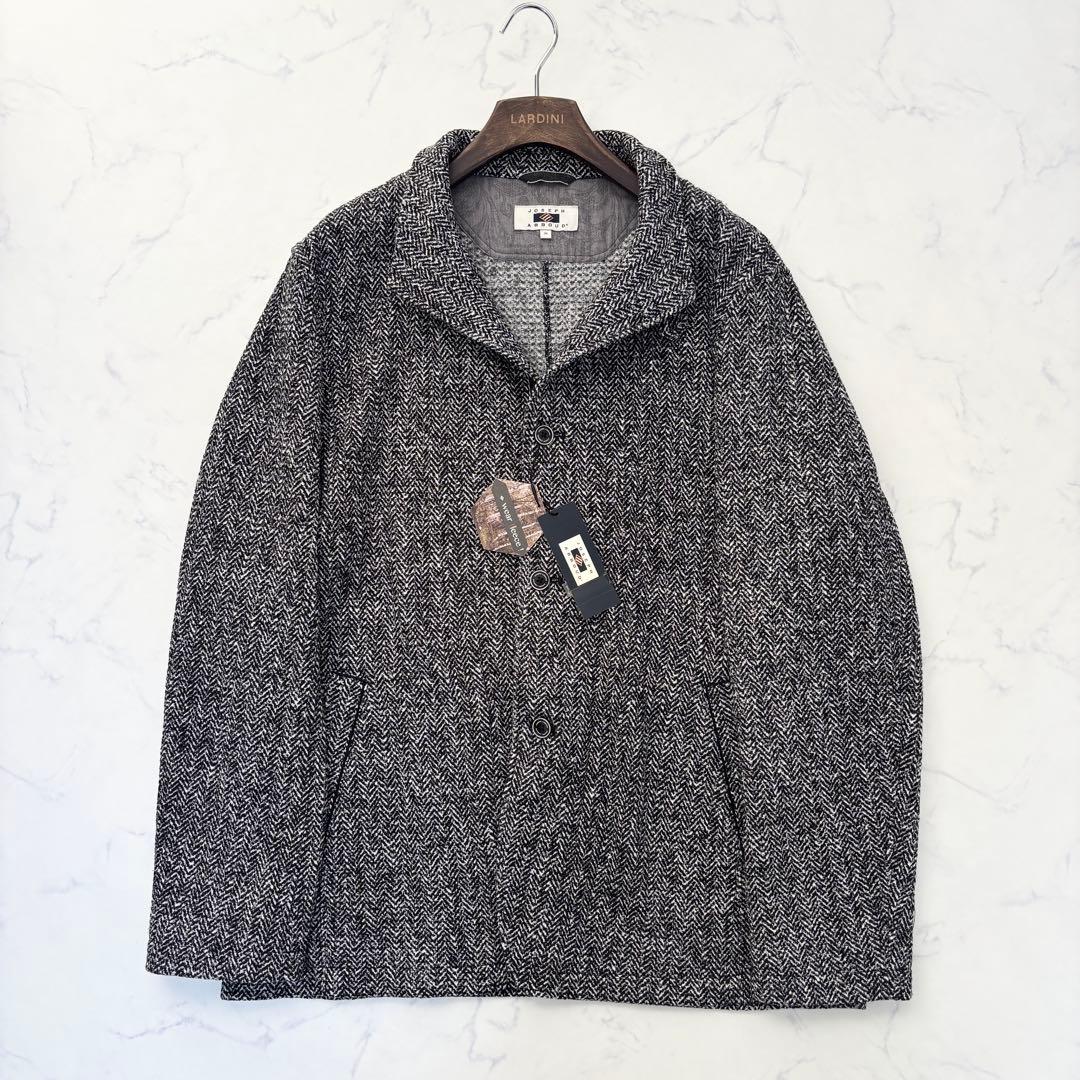 未使用 ジョセフアブード ニット ジャケット ヘリンボーン 黒白 3L