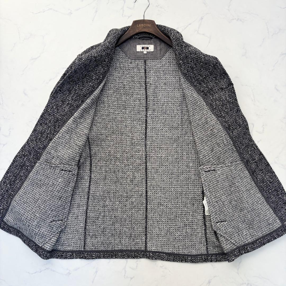 未使用 ジョセフアブード ニット ジャケット ヘリンボーン 黒白 3L