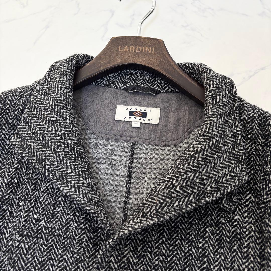 未使用 ジョセフアブード ニット ジャケット ヘリンボーン 黒白 3L