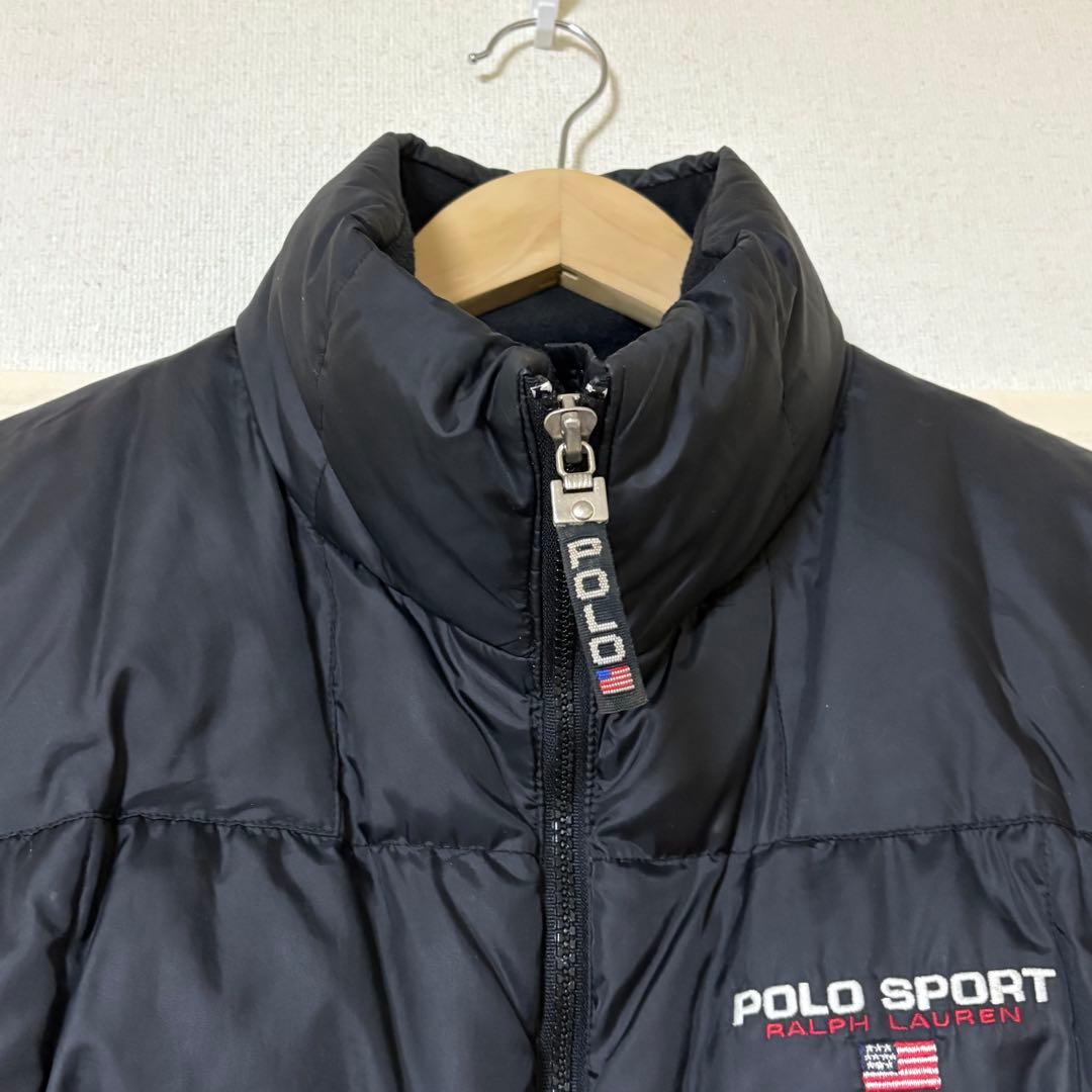 90s POLO SPORTS ダウンベスト ブラック サイズL アメカジ 古着