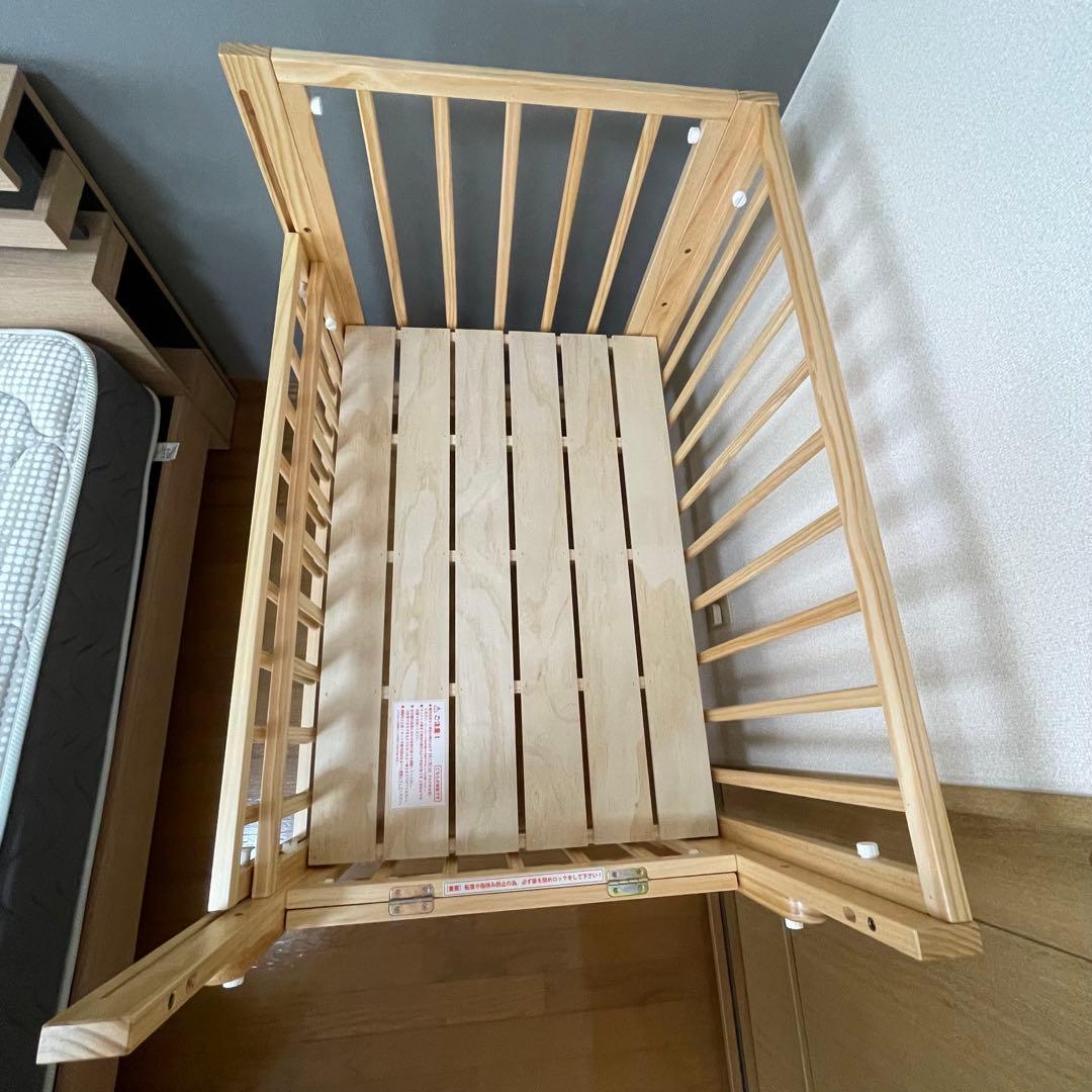 【超美品】yamatoya トール Wオープン ミニベビーベッド ナチュラル