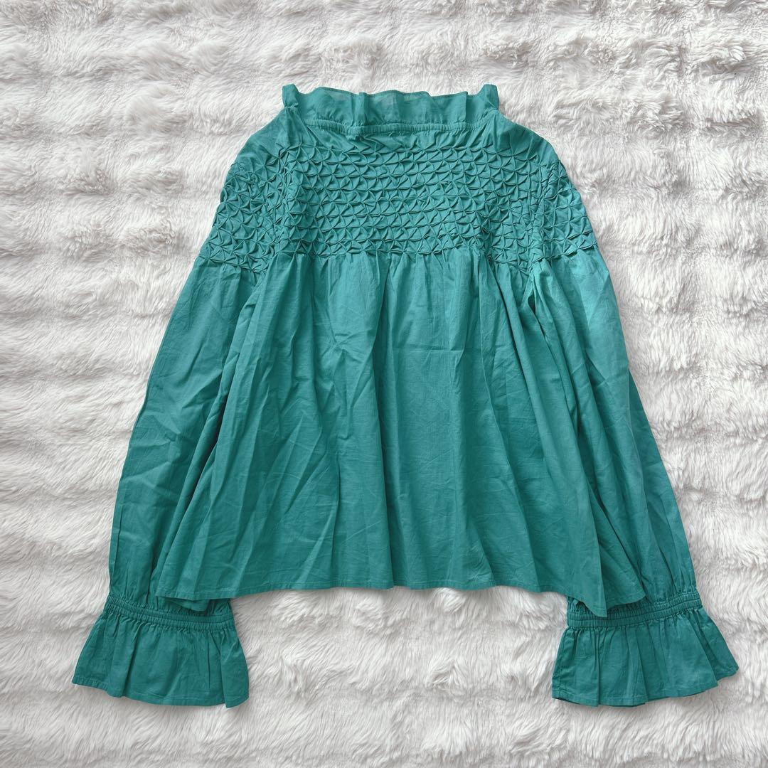 マーレット★ マジョレレ　コットンスモッキングブラウス　チュニック　グリーン