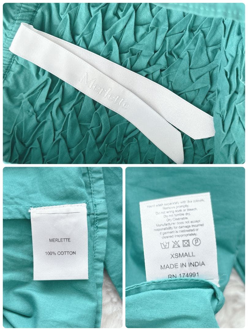 マーレット★ マジョレレ　コットンスモッキングブラウス　チュニック　グリーン