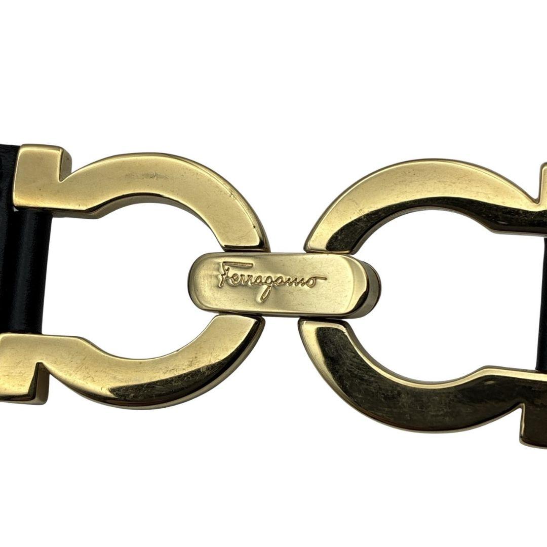 極美品✨サルヴァトーレフェラガモ ガンチーニ ベルト レザー ブラック×ゴールド