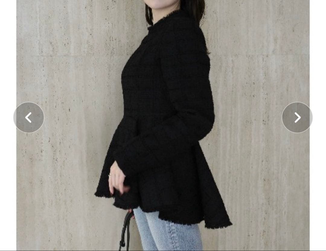 [ハナ]美品　anuans ツイードペプラムブラウス ブラック 1