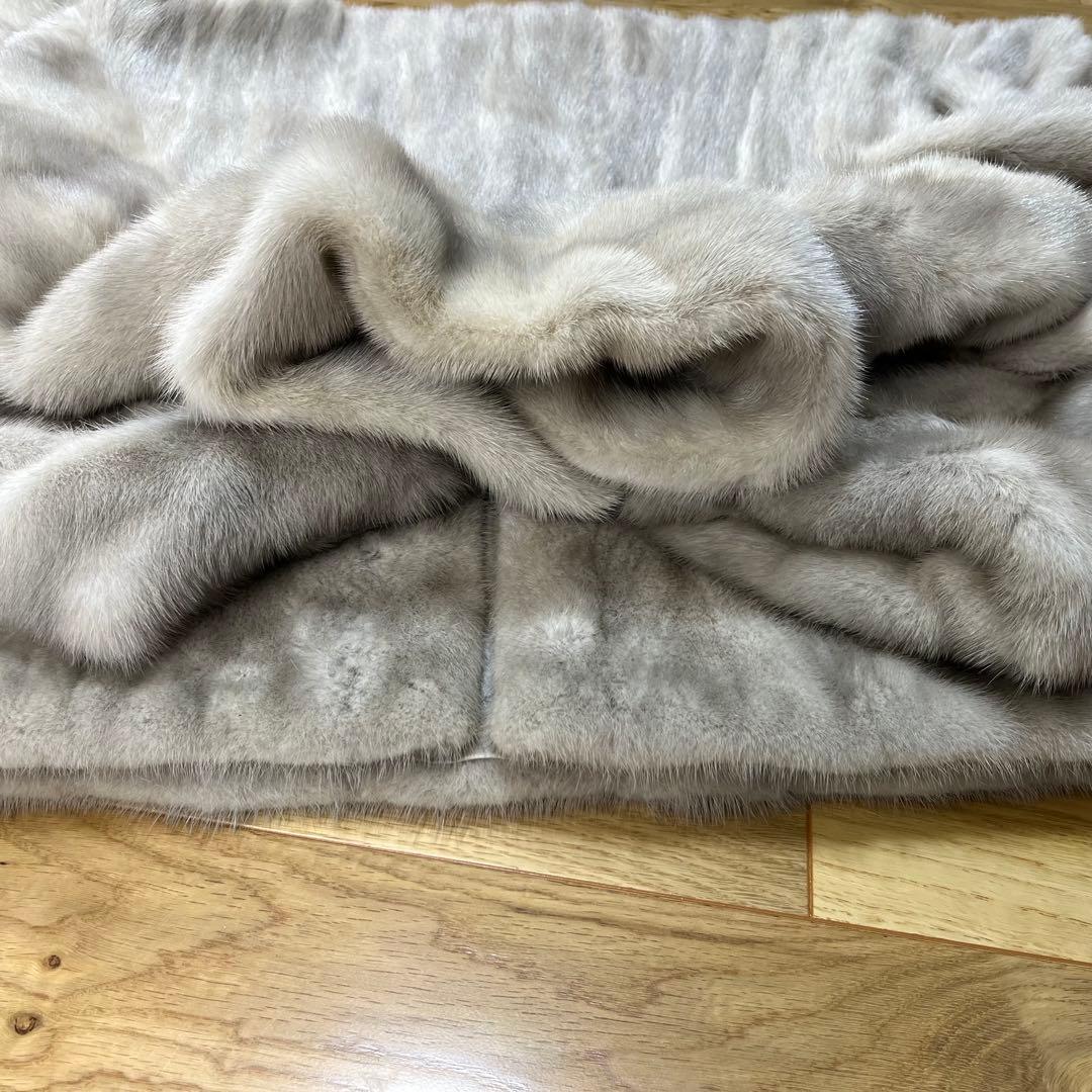 裾周り210 総丈108 ロールアップ袖 XL サファイアミンク ロングコート