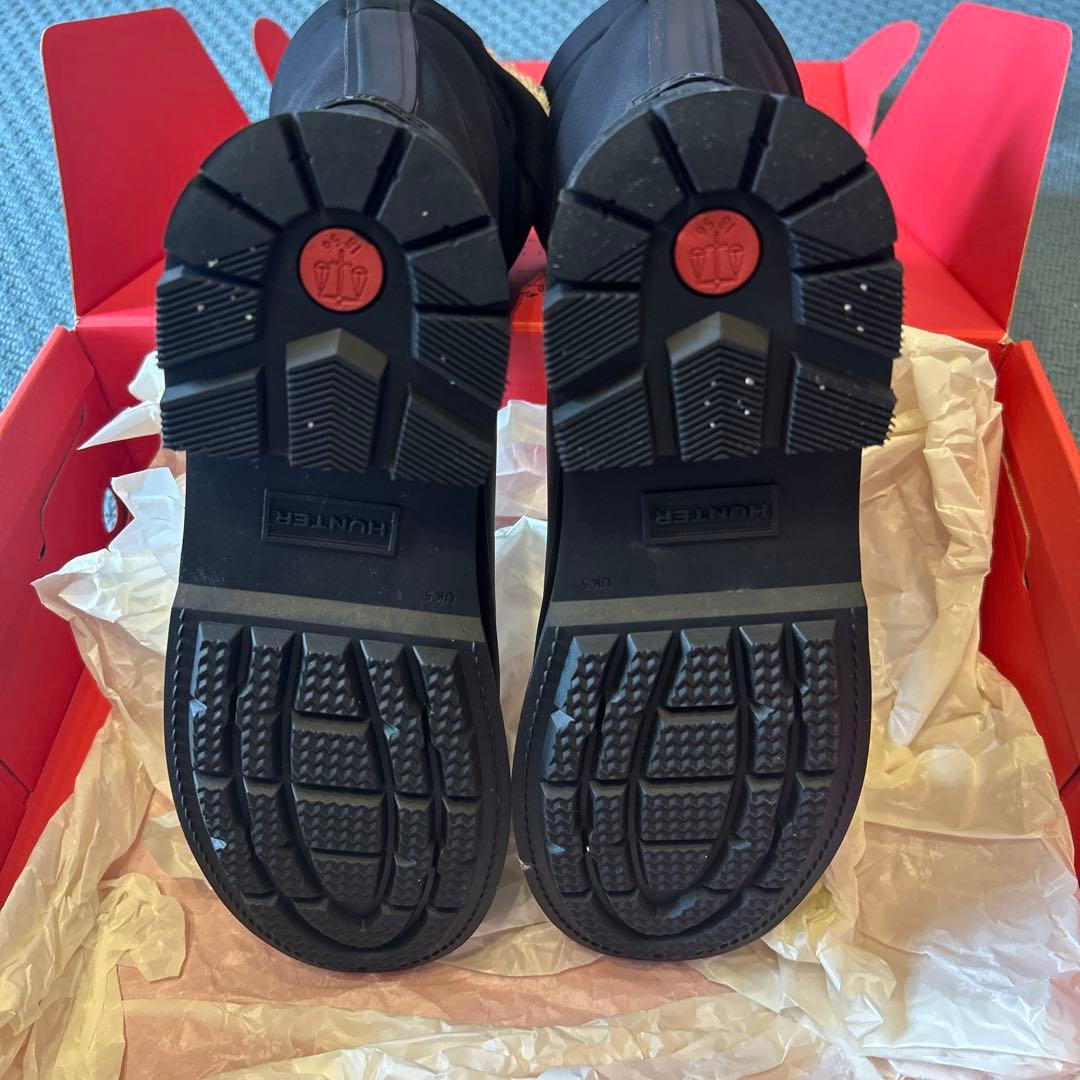 HUNTER ブラックラバーブーツ ファー付き