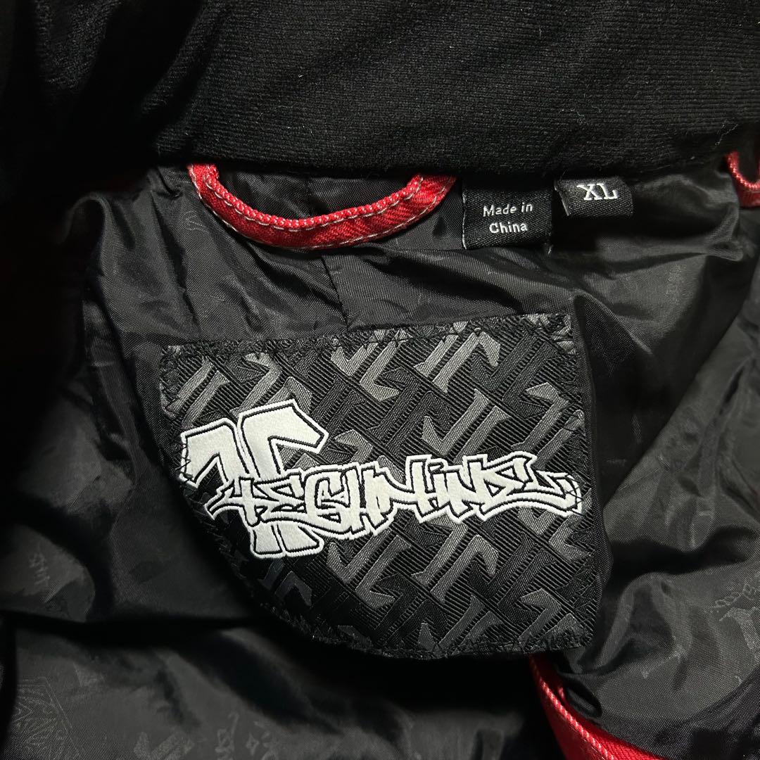 90s TECHNINE ナイロン シャイニーデニム バギー 刺繍 極太 光沢