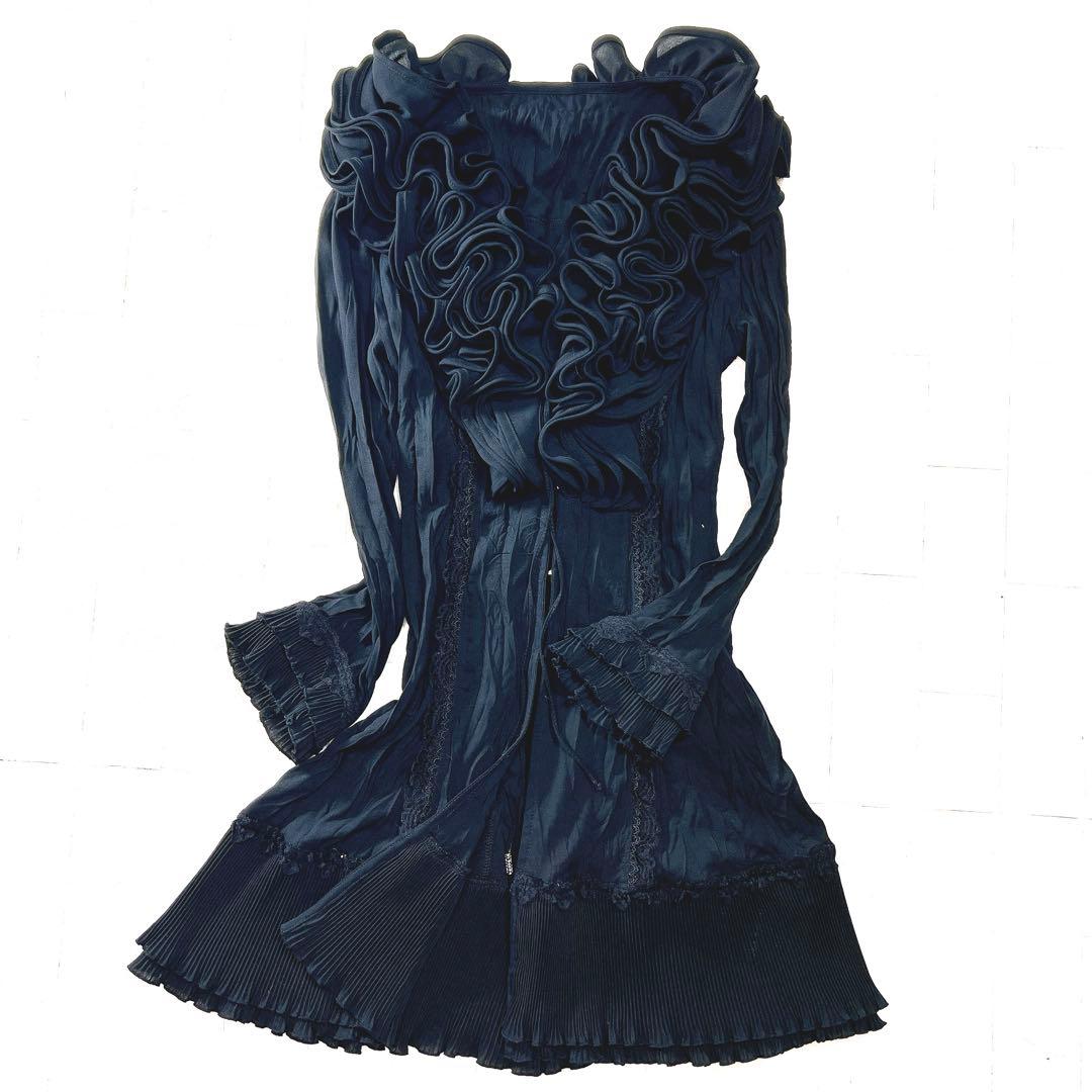 オッズアンジェロ Ozzon フリル レース プリーツ ロングカーディガン