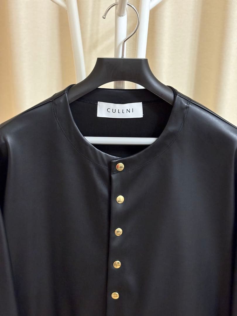 【CULLNI 24ss】Faux Leather Shirt Jacket