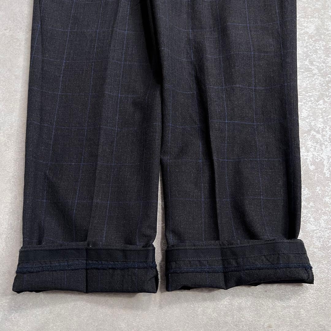 ラルフローレンパープルレーベル ベルトレススラックスパンツ グレーチェック 32