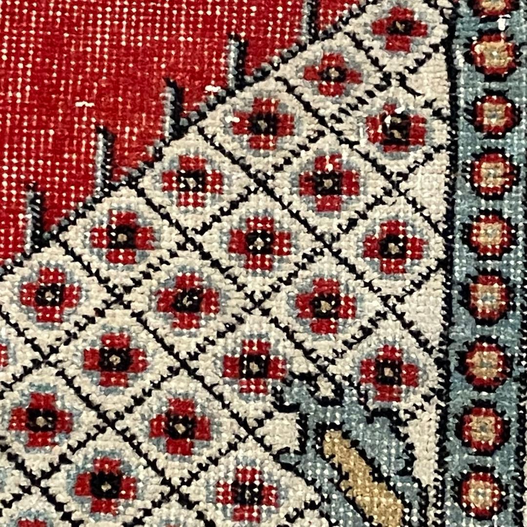 クラシカル柄✳︎117×209✳︎ 華やかレッド　ブラウン　トルコヴィンテージラグ