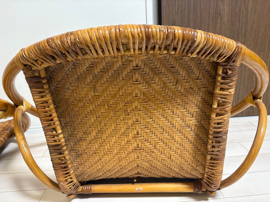 ラタン　丸座椅子　2台セット　アジア　レトロ