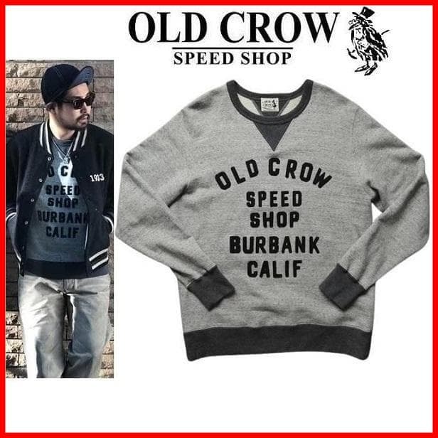 OLD CROW モーターサイクルスウェットシャツ グレーXL GLADHAND
