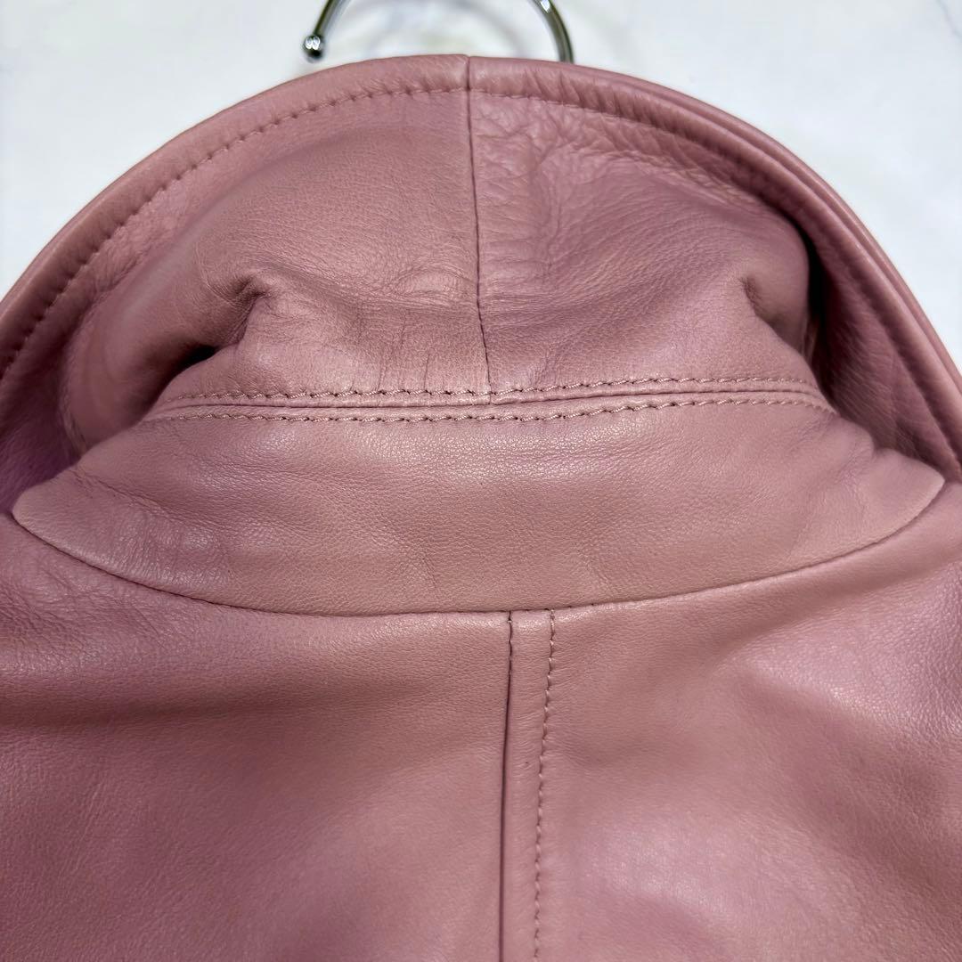 DIESEL ライダースジャケット レディース 本革 ラムレザー ピンク S