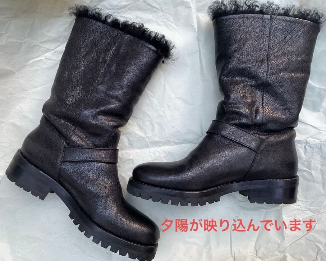 SARTORE サルトル　エンジニアブーツ　ムートンファー　36 黒　23cm