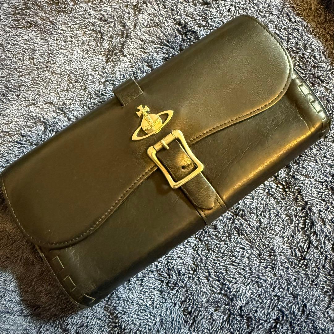 希少レア＊ヴィヴィアンウエストウッド＊バックルベルト三つ折り長財布＊ブラック