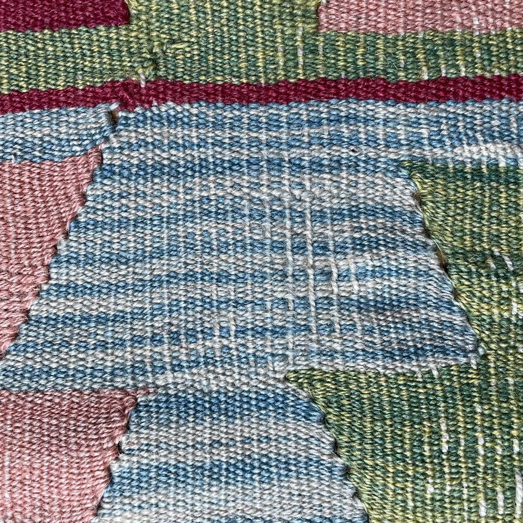 109×85㎝◇トルコヴィンテージキリムラグ◇ブルーベース　カラフル1188