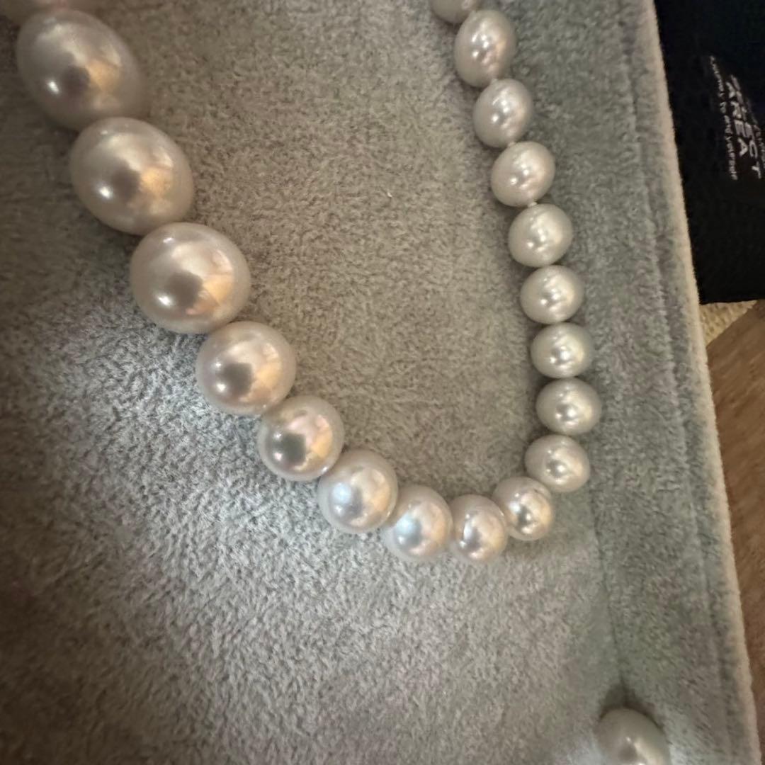 南洋真珠 大珠ネックレス イヤリングセット K14WG