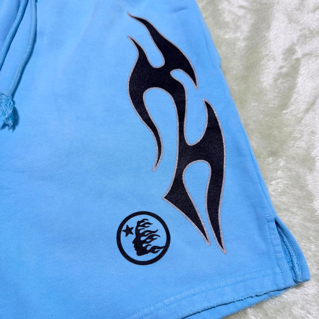 Hellstar blue FLAME shorts ヘルスター ハーフパンツ