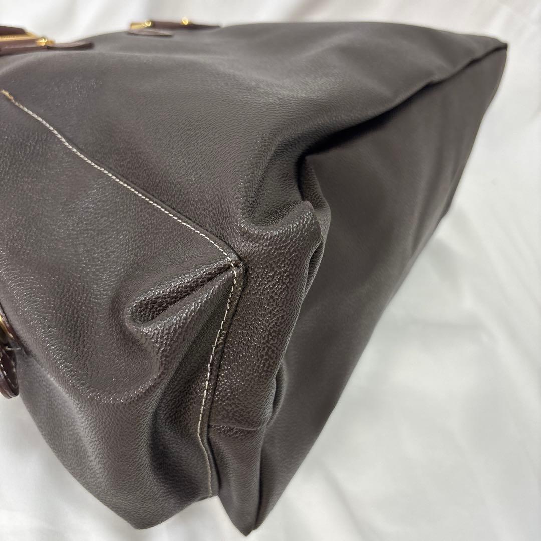 【2ウェイ】美品　オロビアンコ　ボストンバック　PVC 茶革　ゴールド金具