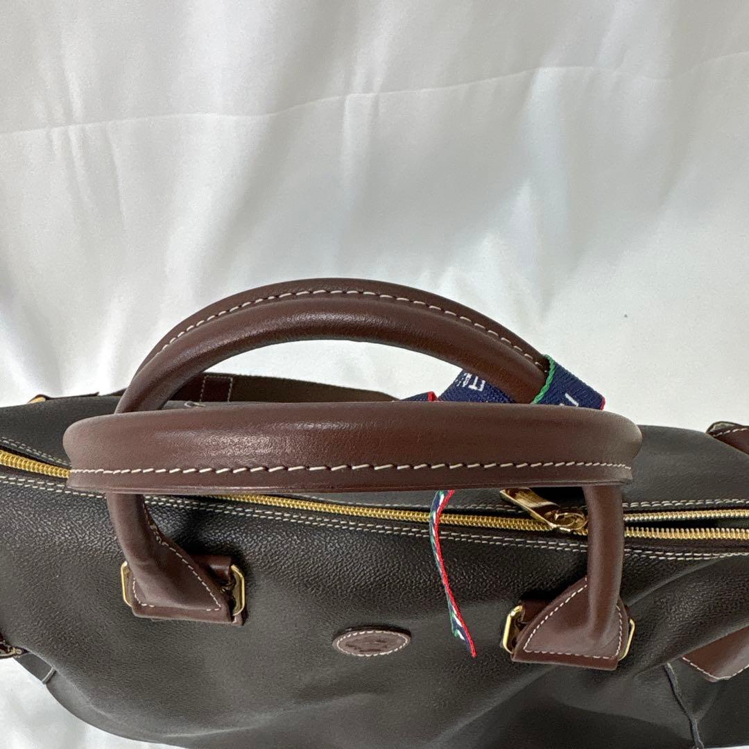 【2ウェイ】美品　オロビアンコ　ボストンバック　PVC 茶革　ゴールド金具