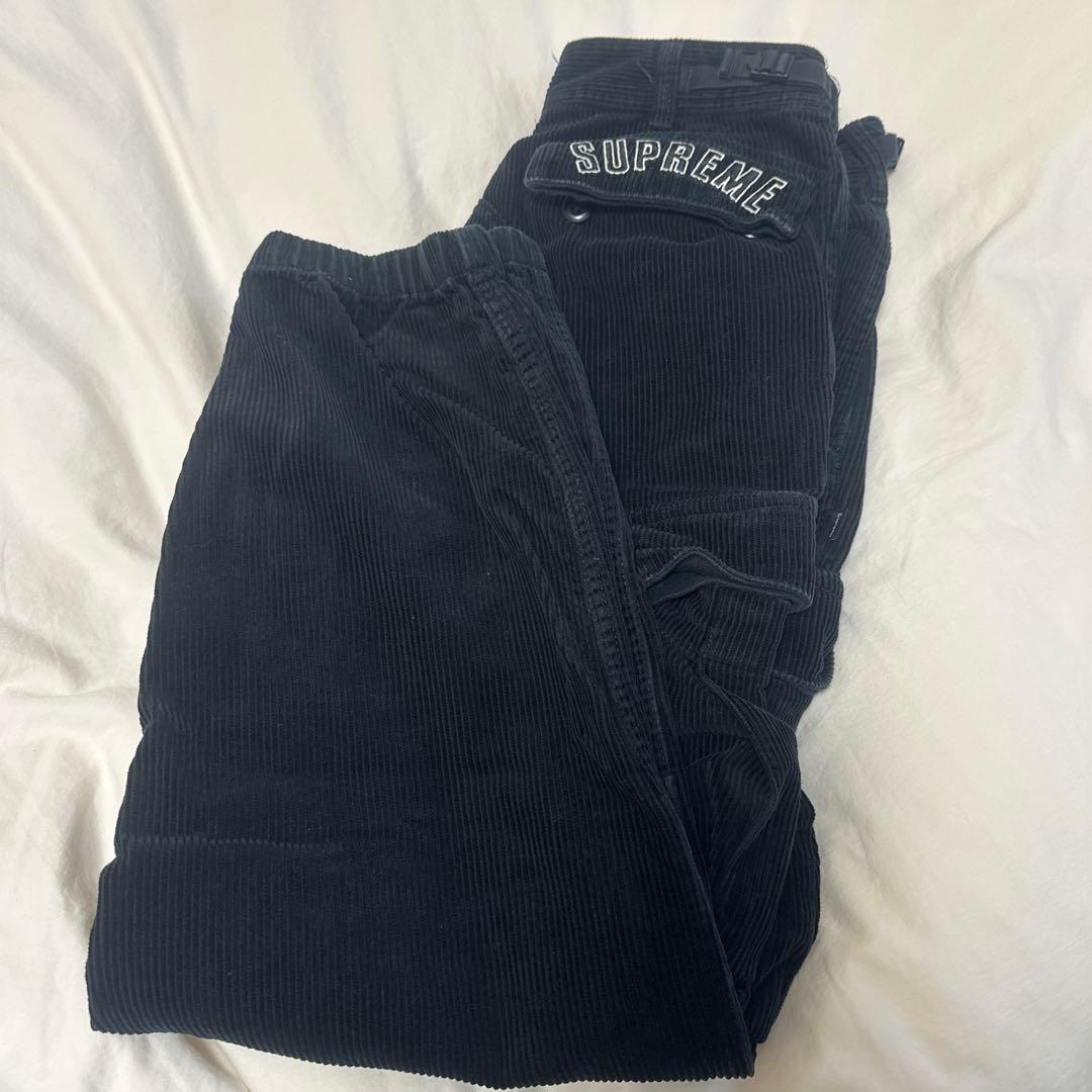 Supreme Nike ブラックカーゴパンツ コーデュロイ Sサイズ