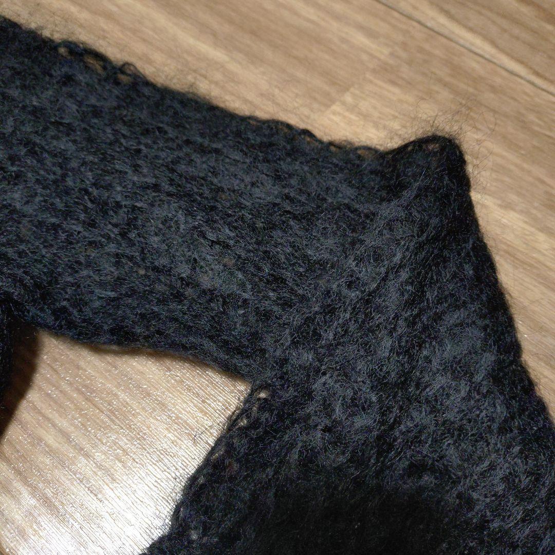 【美品】トリココムデギャルソン　ウール混カーディガン　編み込み　ブラック