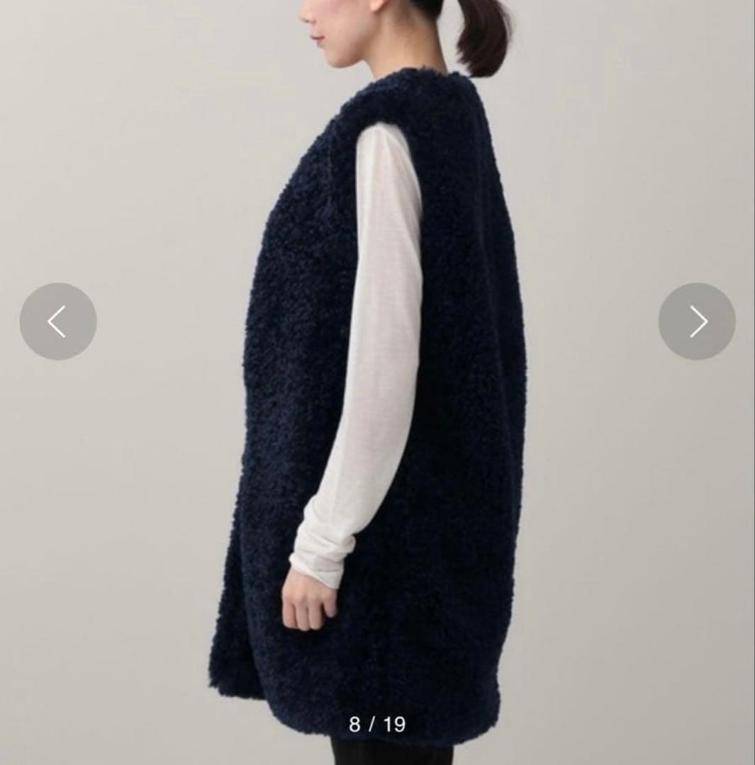 極美品　2023 カレンソロジー　シープライクファーベスト　黒　ロングジレ　ボア