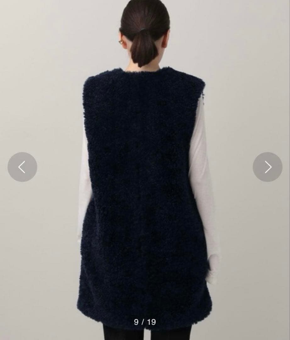 極美品　2023 カレンソロジー　シープライクファーベスト　黒　ロングジレ　ボア