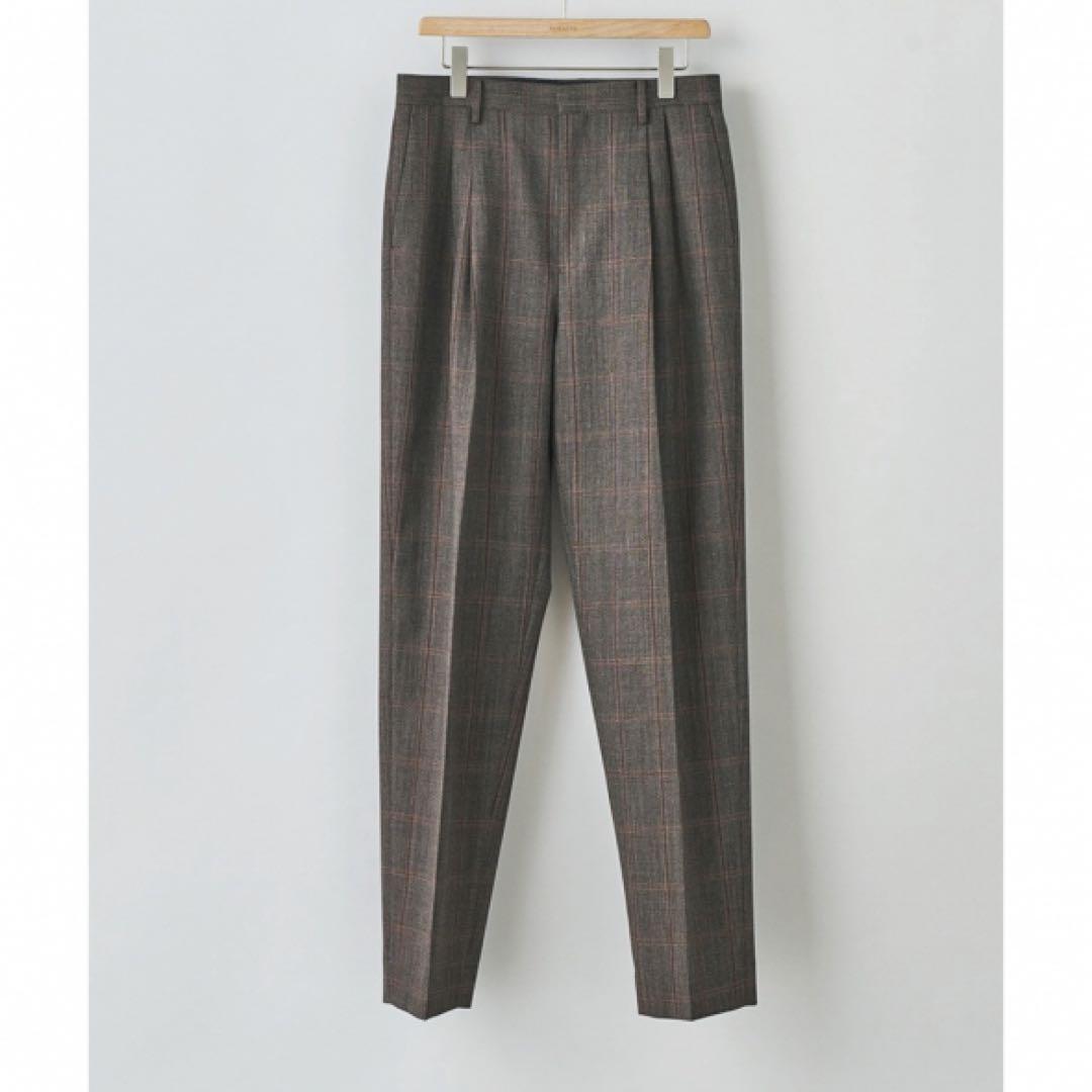 パンツ AURALEE BLUEFACED WOOL CHECK WIDE SLACKS