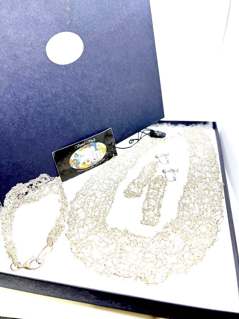 【イタリア製】ベネチアンガラスネックレス・ブレスレット・イヤリング3点セット