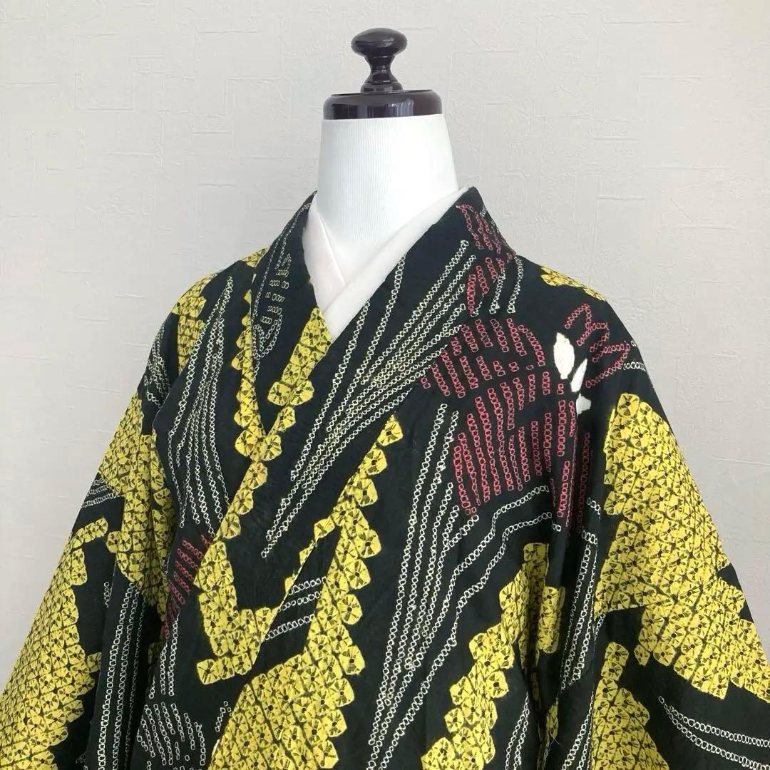 masami 有松絞り浴衣・蜘蛛絞り　菖蒲　身丈169・裄74No.-50