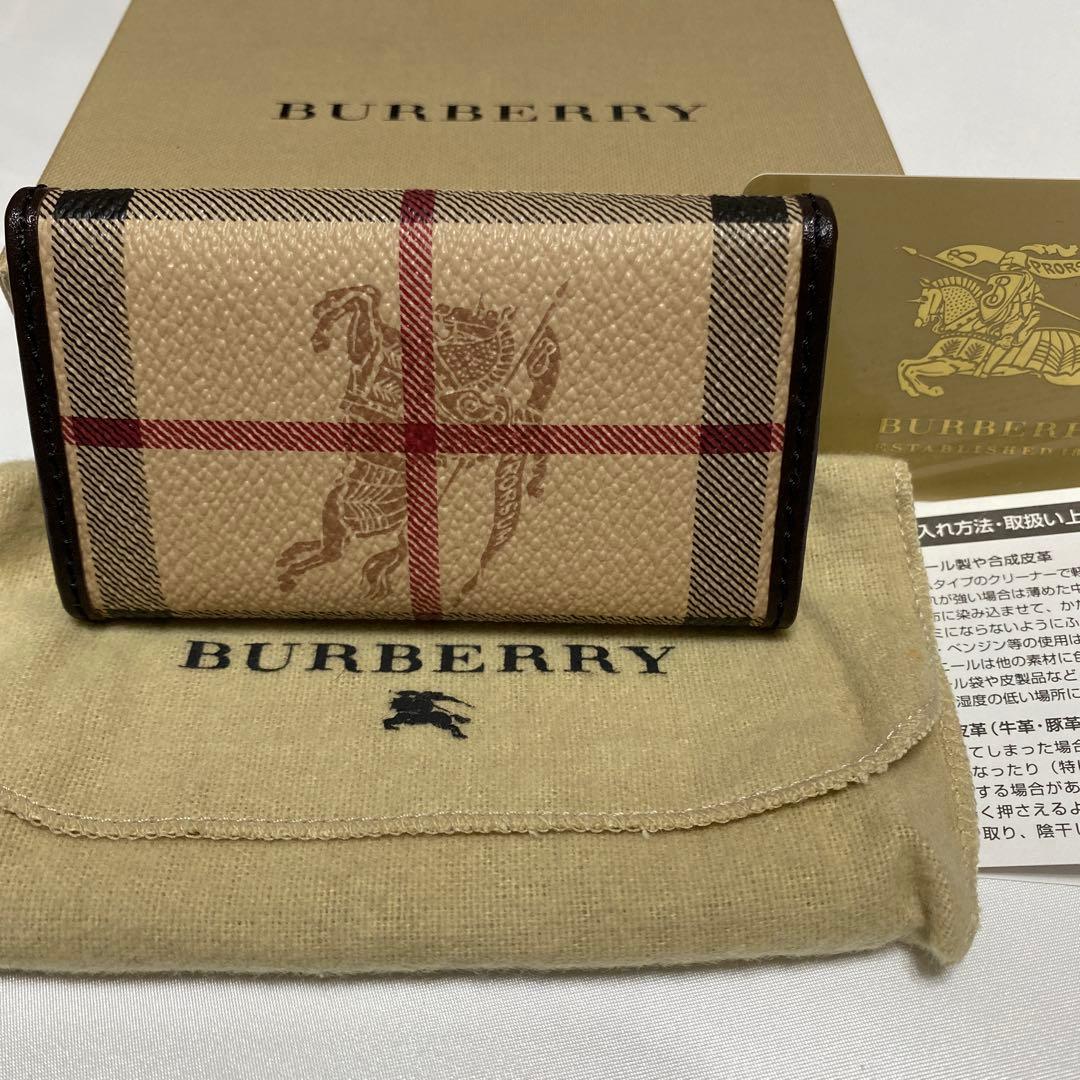 未使用　バーバリー　BURBERRY　6連キーケース　PVCレザー　チェック柄