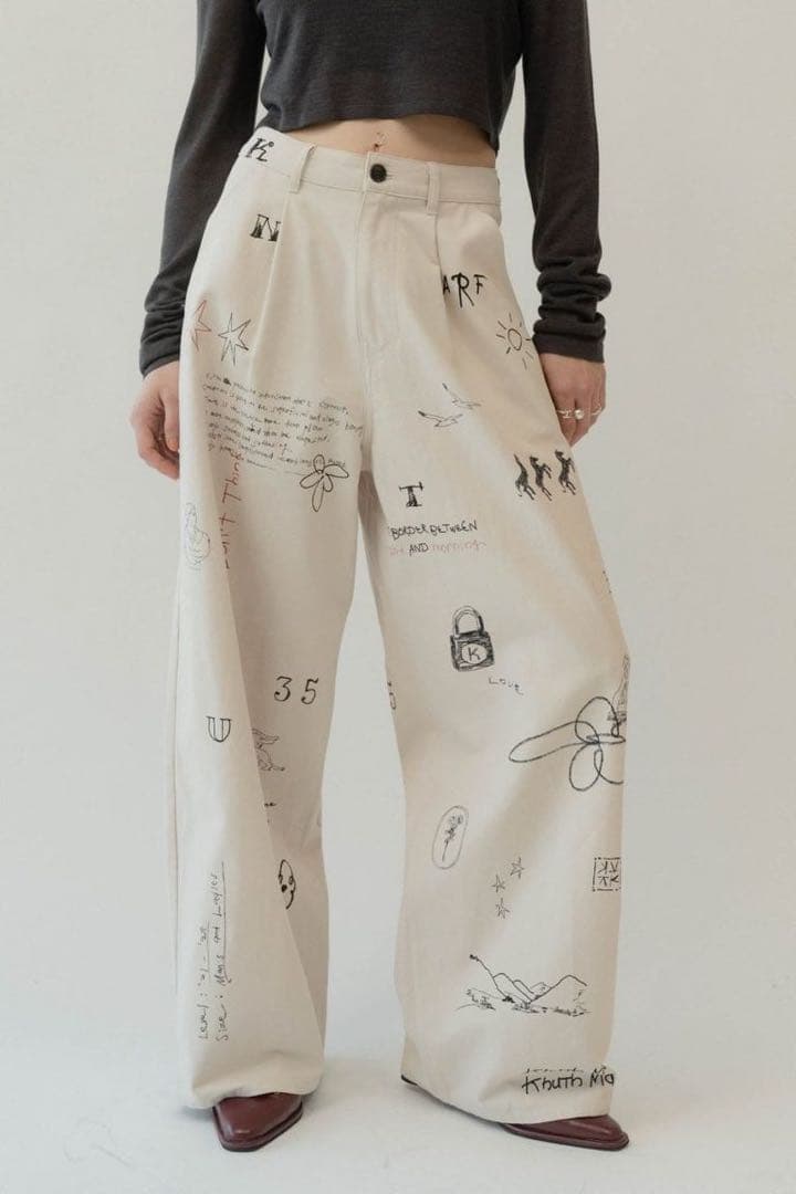 パンツ knuth marf high waist tattoo pants XS