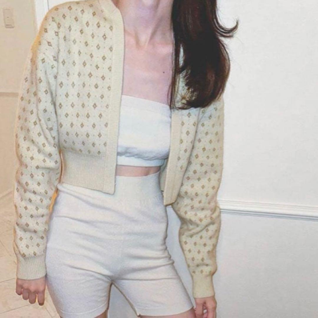 petite LULU ラメジャガードカーディガン