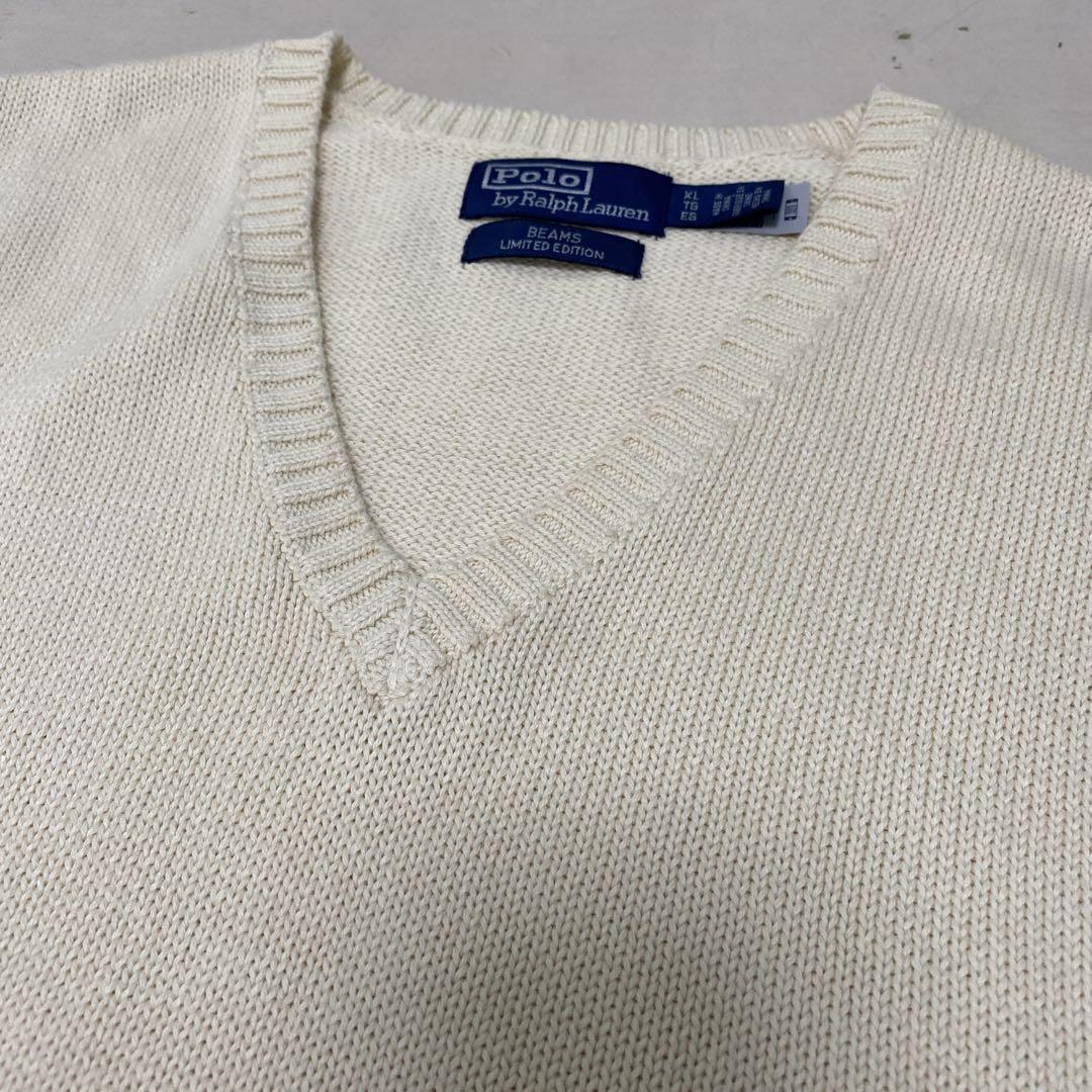 美品　ポロラルフローレン　ビームス別注　ニットベスト　コットン　ポニー刺繍　ＸＬ