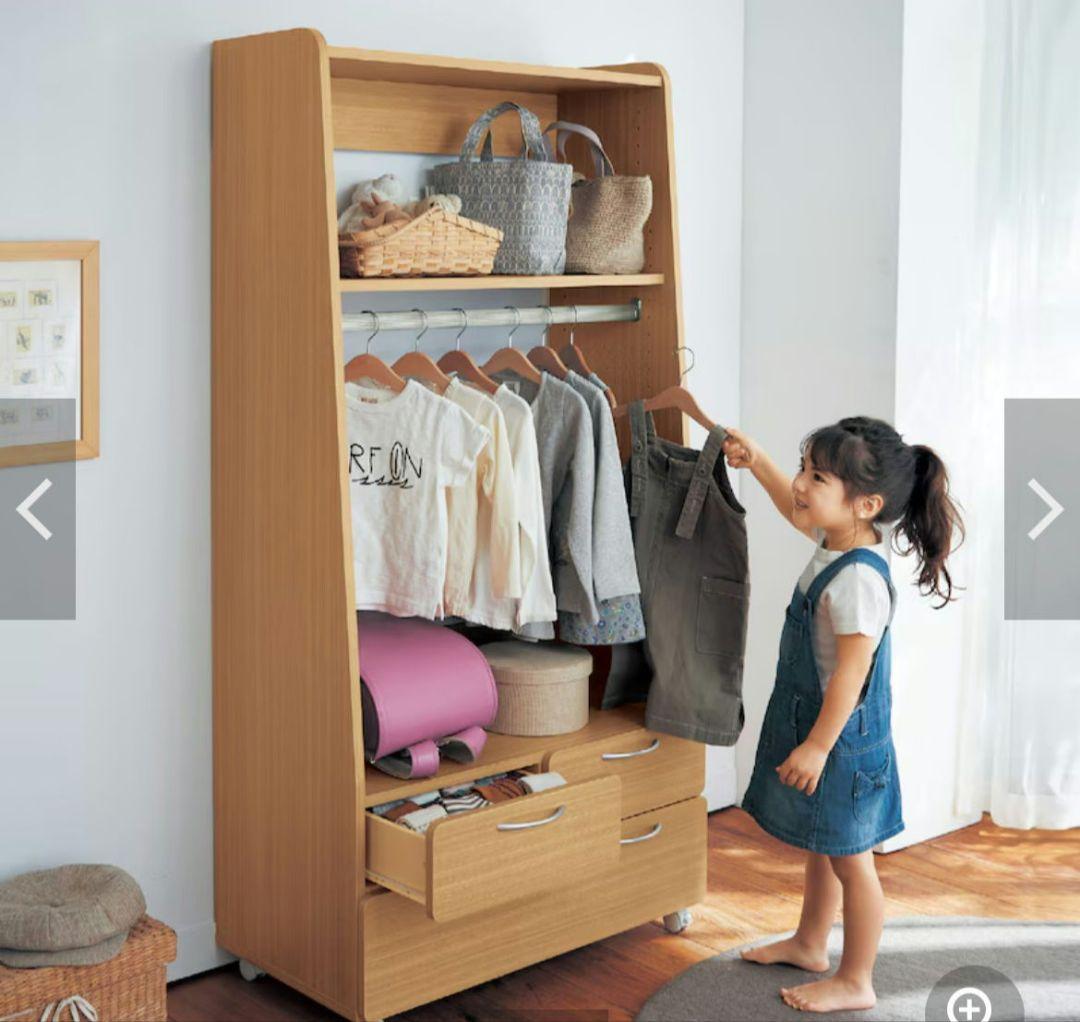 木製ハンガーラック 引き出し付き