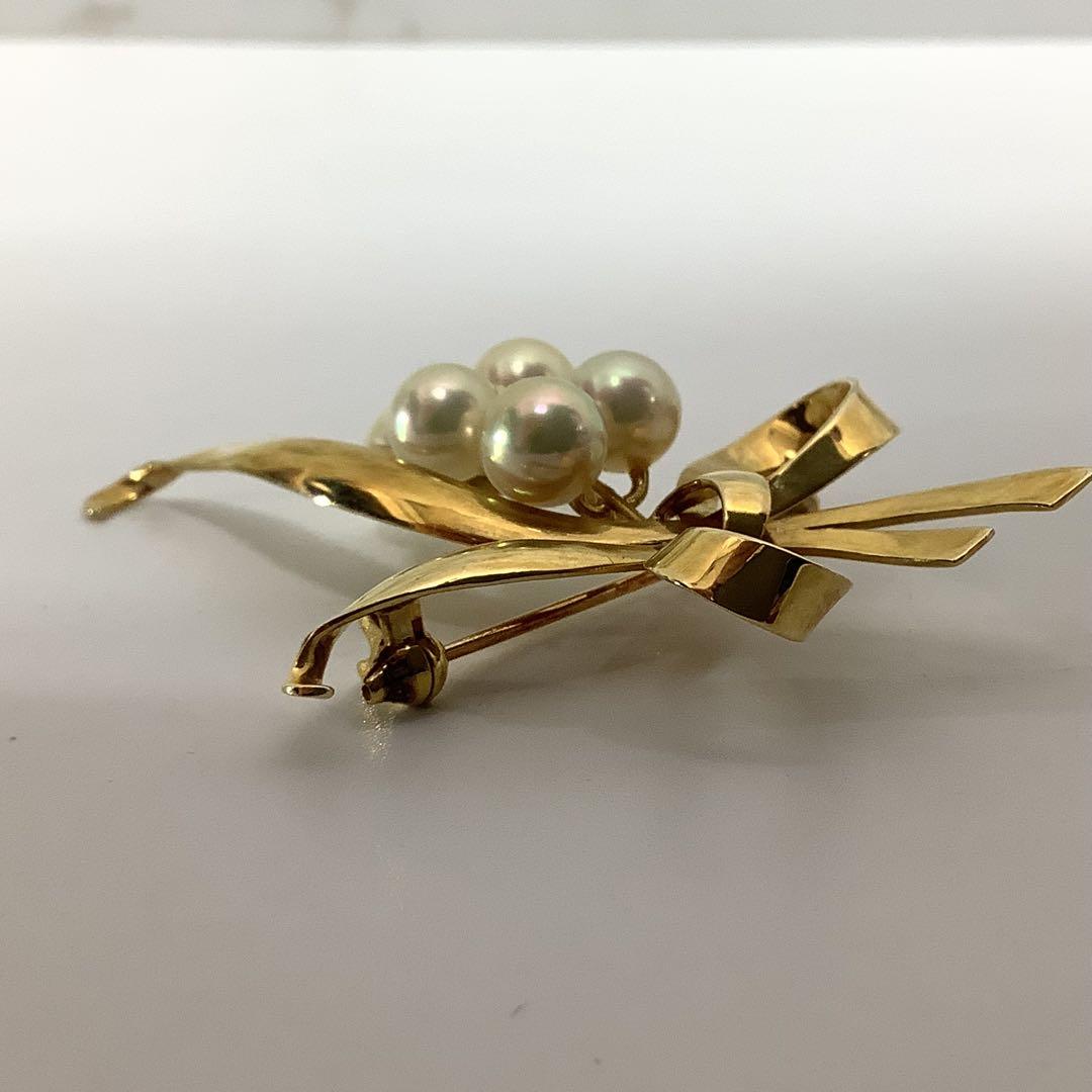ア*ラ様 美品 MIKIMOTO ミキモト K14 パール ブローチ 愛子様着用