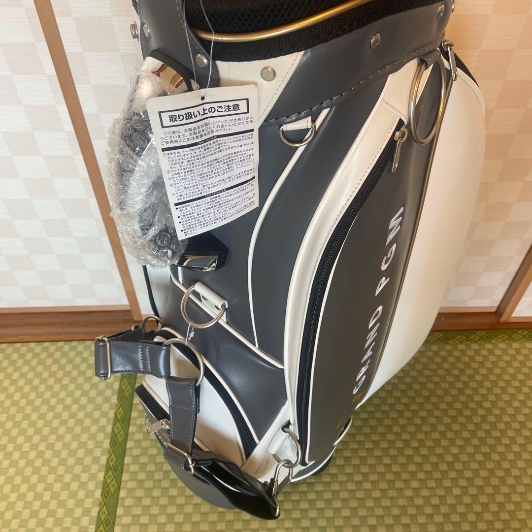 GRAND PGM キャディバッグ ホワイト/グレー : フード付き