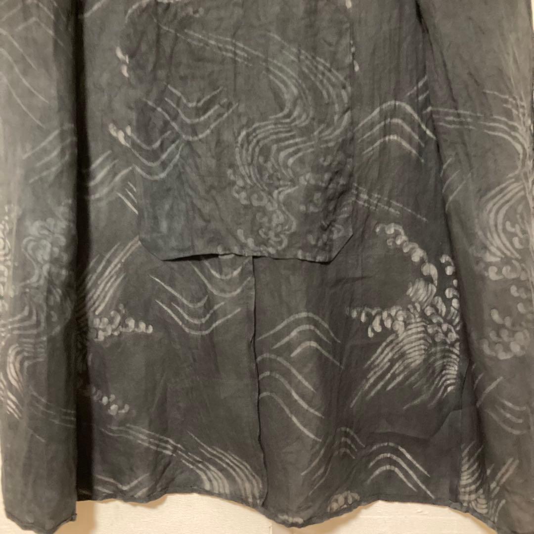 本麻　洗える長襦袢　カラー襦袢　黒　リサイクル　tn