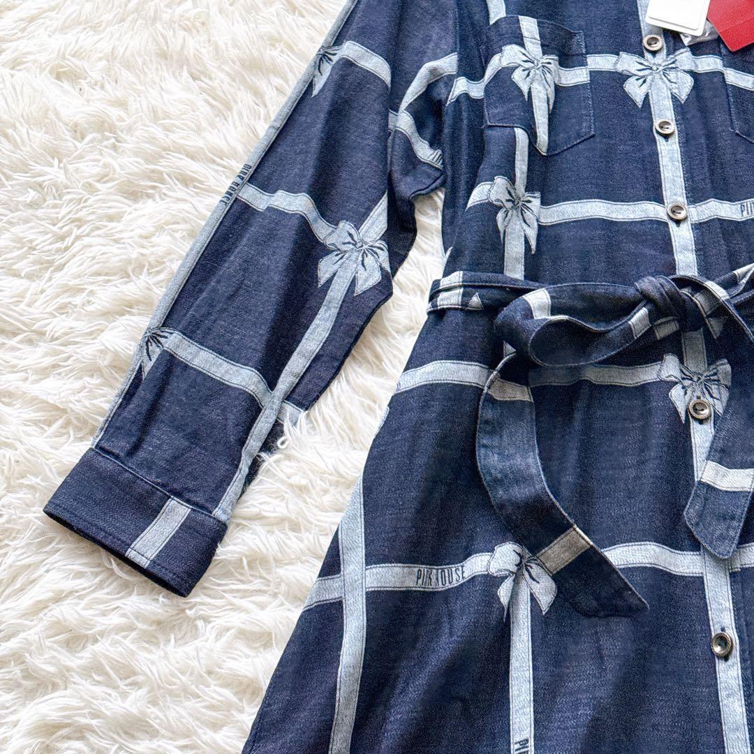 24年モデル✨未使用タグ付き ピンクハウス リボン ジャガードデニムワンピース