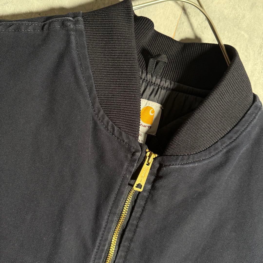 ⭐️希少⭐️カーハート ダック地ベスト 2XL 企業物 刺繍 ネイビー V01