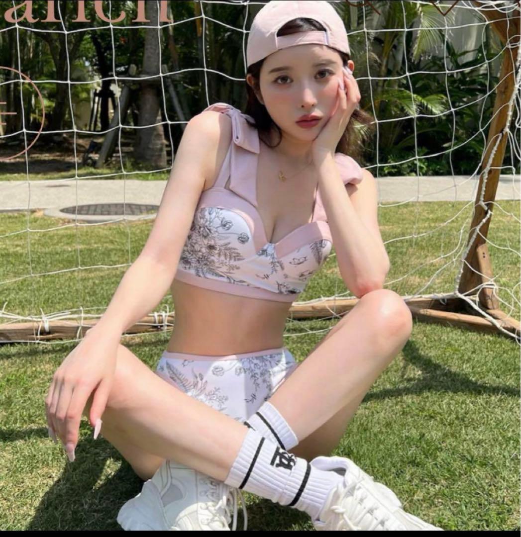 【COCO】Darich ショルダーリボンコルセットビキニ PNK