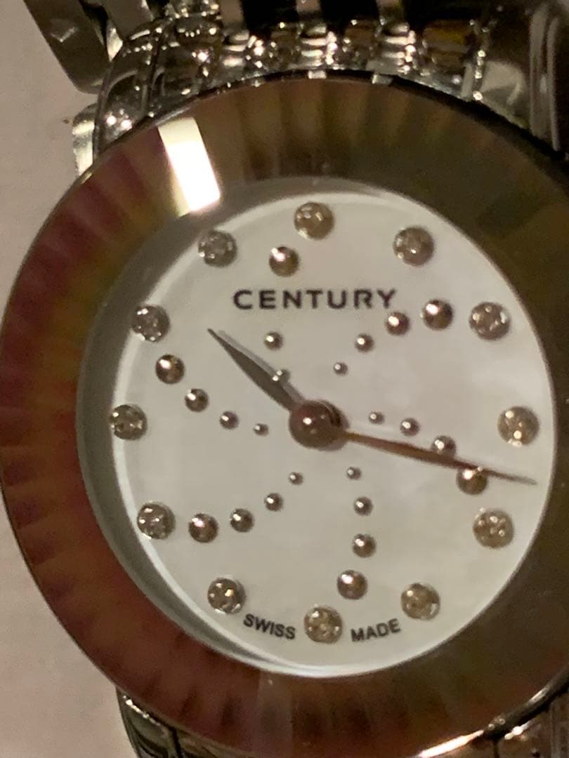 輝く✨CENTURY TIME GEM シェル文字盤12P ダイヤ腕時計　稼働中