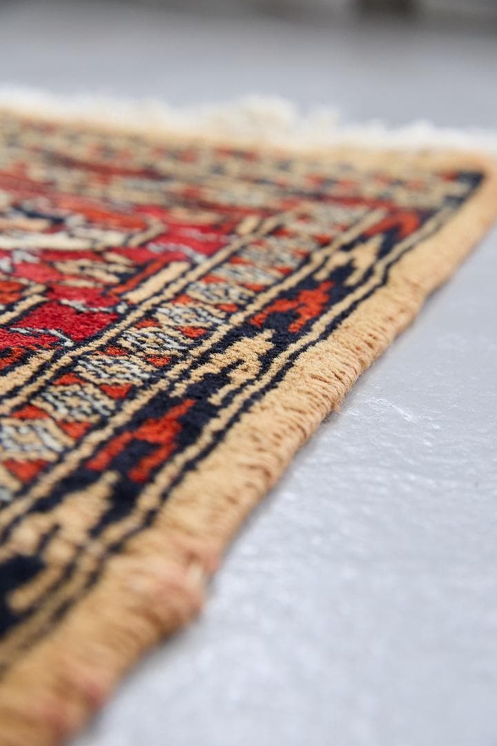 ヴィンテージラグ　トライバルラグ　ラホール産（96×32cm）茶　赤　ベージュ