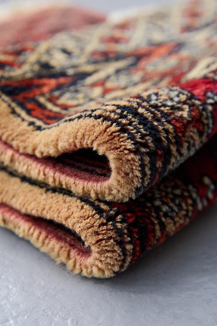 ヴィンテージラグ　トライバルラグ　ラホール産（96×32cm）茶　赤　ベージュ